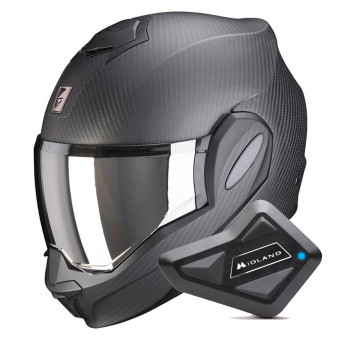 Modular Scorpion Exo Tech Evo Carbon Solid Matt Black + Kit Bluetooth BT Mini