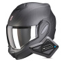 Casque Modular Scorpion Exo Tech Evo Carbon Solid Matt Black + Kit Bluetooth BT Mini