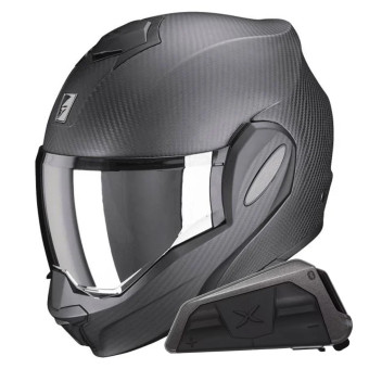 Modular Scorpion Exo Tech Evo Carbon Solid Matt Black + Kit bluetooth Exo-Com Link-1