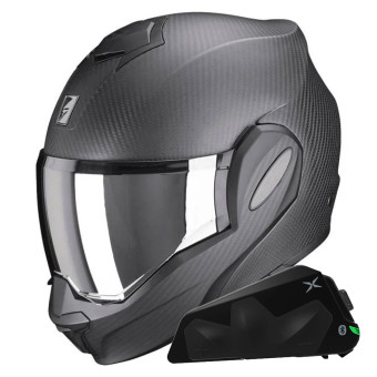 Modular Scorpion Exo Tech Evo Carbon Solid Matt Black + Kit bluetooth Exo-Com Link-1C