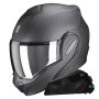 Casque Modular Scorpion Exo Tech Evo Carbon Solid Matt Black + Kit bluetooth Exo-Com Link-1C