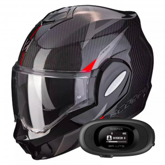 Modular Scorpion Exo Tech Evo Carbon Top Black Red + Kit bluetooth 5R Lite