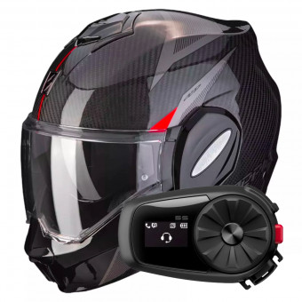 Modular Scorpion Exo Tech Evo Carbon Top Black Red + Kit Bluetooth 5S