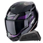 Casque Modular Scorpion Exo Tech Evo Conquer Black Chameleon + Kit bluetooth Exo-Com Link-1