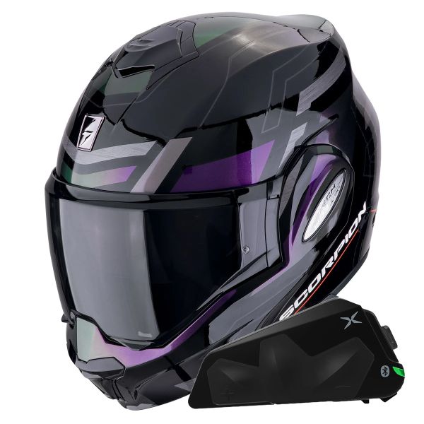 Modular Scorpion Exo Tech Evo Conquer Black Chameleon + Kit bluetooth Exo-Com Link-1C Modular Scorpion Exo Tech Evo Conquer Black Chameleon + Kit bluetooth Exo-Com Link-1C