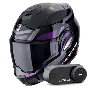 Modular Scorpion Exo Tech Evo Conquer Black Chameleon + Kit Bluetooth Lokui K30