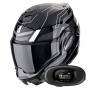 Casque Modular Scorpion Exo Tech Evo Conquer Black White + Kit bluetooth 5R Lite Solo