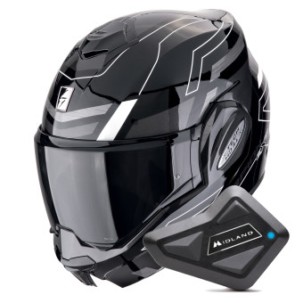 Modular Scorpion Exo Tech Evo Conquer Black White + Kit Bluetooth BT Mini