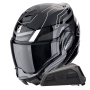 Casque Modular Scorpion Exo Tech Evo Conquer Black White + Kit bluetooth Exo-Com Link-1
