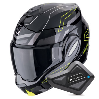Modular Scorpion Exo Tech Evo Conquer Black Yellow Fluo + Kit Bluetooth BT Mini