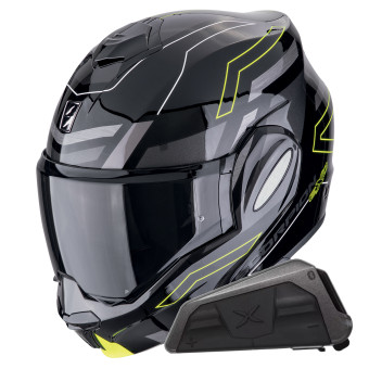 Modular Scorpion Exo Tech Evo Conquer Black Yellow Fluo + Kit bluetooth Exo-Com Link-1