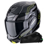 Casque Modular Scorpion Exo Tech Evo Conquer Black Yellow Fluo + Kit bluetooth Exo-Com Link-1C