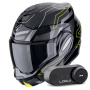 Casque Modular Scorpion Exo Tech Evo Conquer Black Yellow Fluo + Kit Bluetooth Lokui K30