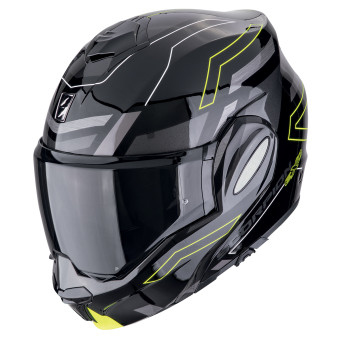 Scorpion Exo Tech Evo Conquer Black Yellow Fluo + Kit bluetooth Exo-Com Link-1