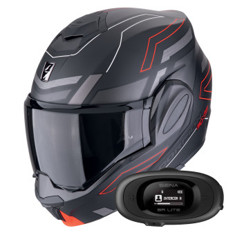 Modular Scorpion Exo Tech Evo Conquer Matt Black Red + Kit bluetooth 5R Lite Solo