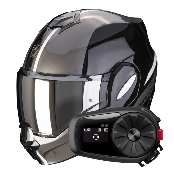 Modular Scorpion Exo Tech Evo Forza Black Silver + Kit Bluetooth 5S