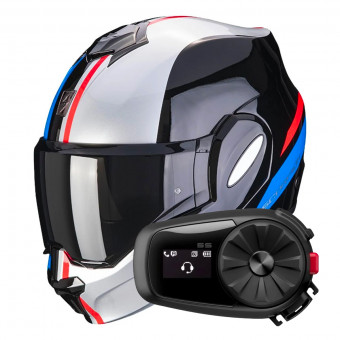 Modular Scorpion Exo Tech Evo Forza Black Silver Red + Kit Bluetooth 5S