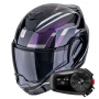 Casque Modular Scorpion Exo Tech Evo Furio Black Chameleon + Kit Bluetooth 5S Solo