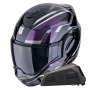 Casque Modular Scorpion Exo Tech Evo Furio Black Chameleon + Kit bluetooth Exo-Com Link-1