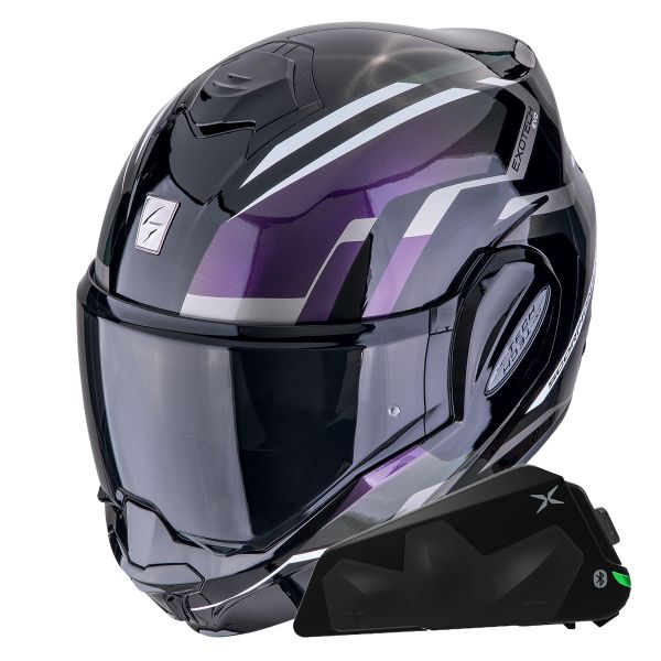 Modular Scorpion Exo Tech Evo Furio Black Chameleon + Kit bluetooth Exo-Com Link-1C Modular Scorpion Exo Tech Evo Furio Black Chameleon + Kit bluetooth Exo-Com Link-1C