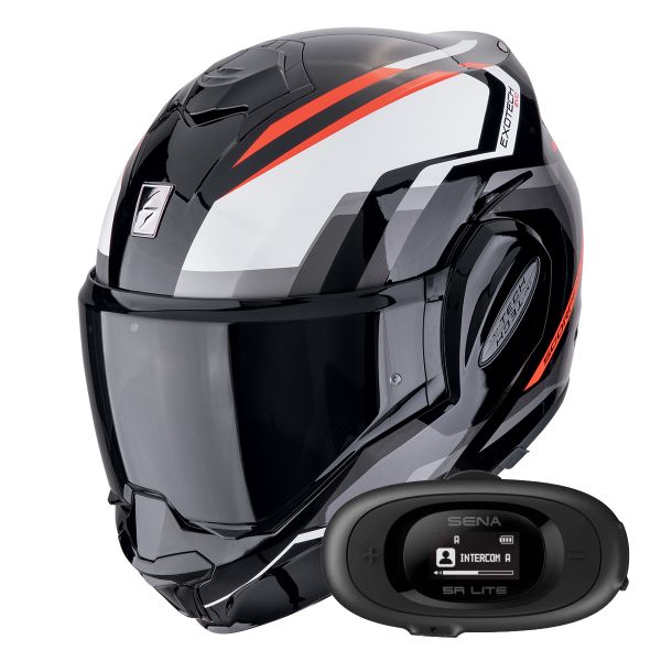 Modular Scorpion Exo Tech Evo Furio Black Red + Kit bluetooth 5R Lite Solo