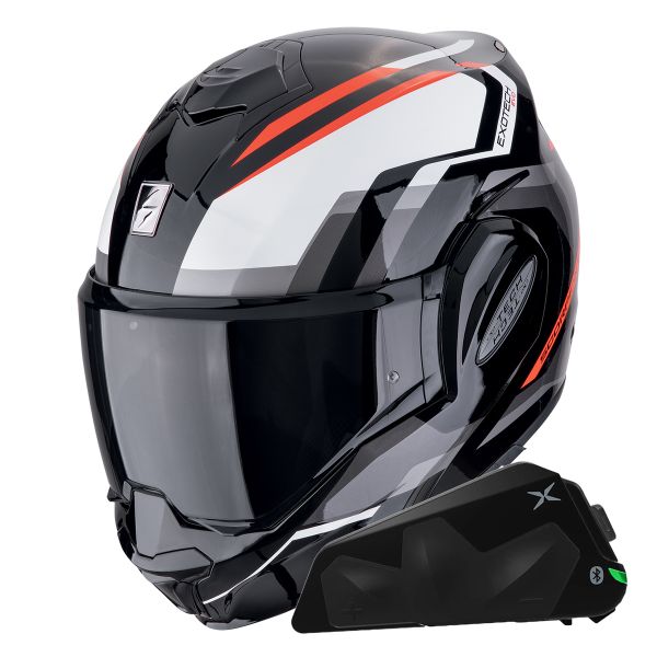 Modular Scorpion Exo Tech Evo Furio Black Red + Kit bluetooth Exo-Com Link-1C