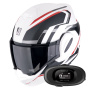 Casque Modular Scorpion Exo Tech Evo Furio Matt White Black Red + Kit bluetooth 5R Lite Solo