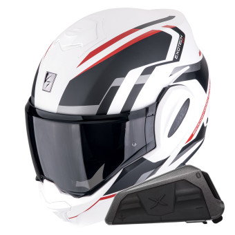 Modular Scorpion Exo Tech Evo Furio Matt White Black Red + Kit bluetooth Exo-Com Link-1