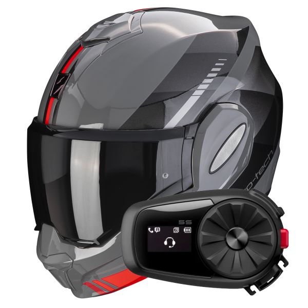 Modular Scorpion Exo Tech Evo Genre Grey Black Red + Kit Bluetooth 5S