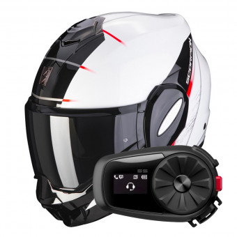 Modular Scorpion Exo Tech Evo Primus Pearl White Black + Kit Bluetooth 5S