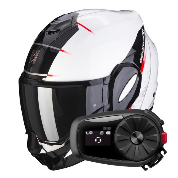 Modular Scorpion Exo Tech Evo Primus Pearl White Black + Kit Bluetooth 5S