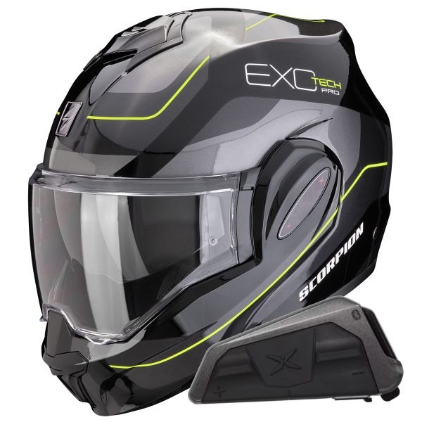 Modular Scorpion Exo Tech Evo Pro Commuta Black Yellow + Kit bluetooth Exo-Com Link-1