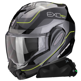 Modular Scorpion Exo Tech Evo Pro Commuta Black Yellow + Kit bluetooth Exo-Com Link-1C