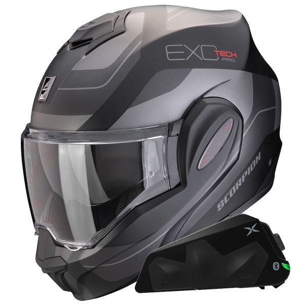 Modular Scorpion Exo Tech Evo Pro Commuta Matt Black + Kit bluetooth Exo-Com Link-1C