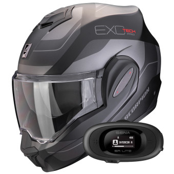 Casque Modular Scorpion Exo Tech Evo Pro Commuta Matt Black Silver + Kit bluetooth 5R Lite Casque Modular Scorpion Exo Tech Evo Pro Commuta Matt Black Silver + Kit bluetooth 5R Lite