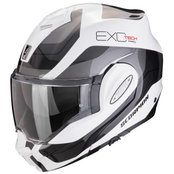 Scorpion Exo Tech Evo Pro Commuta White Silver + Kit bluetooth Exo-Com Link-1C