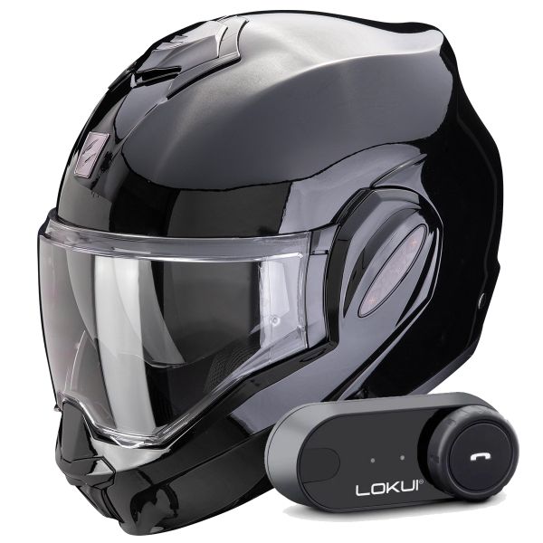 Modular Scorpion Exo Tech Evo Pro Solid Black + Kit Bluetooth Lokui K30 Modular Scorpion Exo Tech Evo Pro Solid Black + Kit Bluetooth Lokui K30