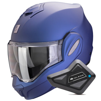 Modular Scorpion Exo Tech Evo Pro Solid Blue Matt + Kit Bluetooth BT Mini