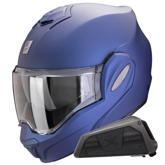 Modular Scorpion Exo Tech Evo Pro Solid Blue Matt + Kit bluetooth Exo-Com Link-1