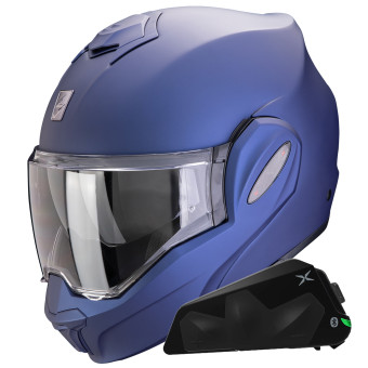 Modular Scorpion Exo Tech Evo Pro Solid Blue Matt + Kit bluetooth Exo-Com Link-1C