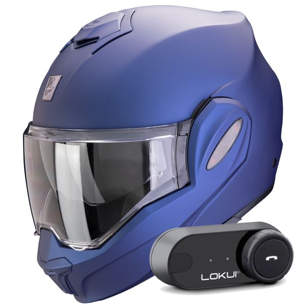 Modular Scorpion Exo Tech Evo Pro Solid Blue Matt + Kit Bluetooth Lokui K30