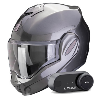 Modular Scorpion Exo Tech Evo Pro Solid Grey + Kit Bluetooth Lokui K30