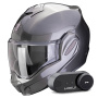 Casque Modular Scorpion Exo Tech Evo Pro Solid Grey + Kit Bluetooth Lokui K30