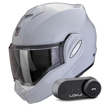 Modular Scorpion Exo Tech Evo Pro Solid Light Grey + Kit Bluetooth Lokui K30