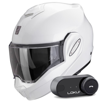 Modular Scorpion Exo Tech Evo Pro White + Kit Bluetooth Lokui K30