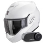 Casque Modular Scorpion Exo Tech Evo Pro White + Kit Bluetooth Lokui K30