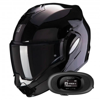 Casque Modular Scorpion Exo Tech Evo Solid Black + Kit bluetooth 5R Lite Casque Modular Scorpion Exo Tech Evo Solid Black + Kit bluetooth 5R Lite