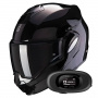 Casque Modular Scorpion Exo Tech Evo Solid Black + Kit bluetooth 5R Lite