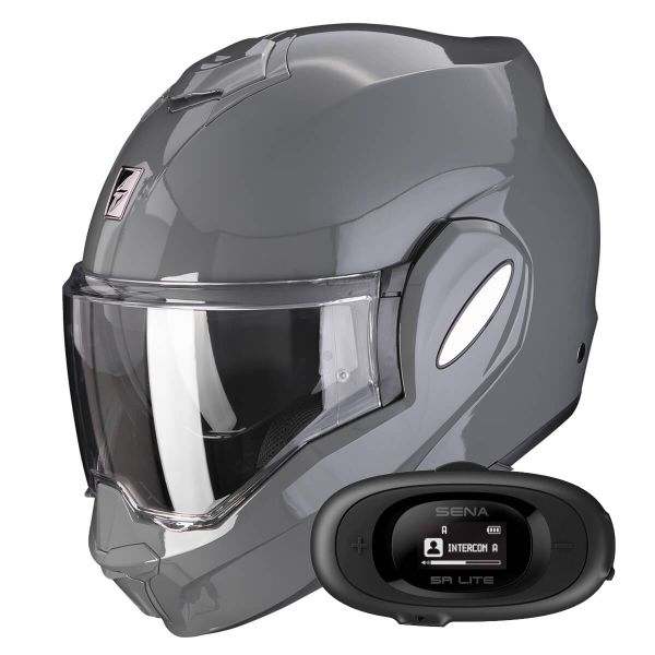 Modular Scorpion Exo Tech Evo Solid Cement Grey + Kit bluetooth 5R Lite