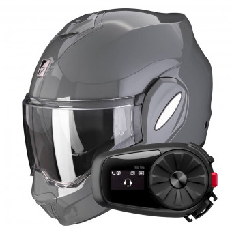 Modular Scorpion Exo Tech Evo Solid Cement Grey + Kit Bluetooth 5S